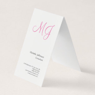 Unik Initialer för kalligrafi, monogram vit Rosa Visitkort