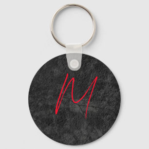 Unik inledande kalligrafi för grått-röd monogram n nyckelring