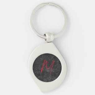 Unik inledande kalligrafi för grått-röd monogram n swirl silverfärgad nyckelring