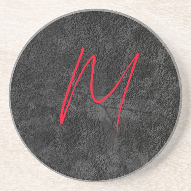 Unik inledande kalligrafi för grått-röd monogram n underlägg (Framsidan)