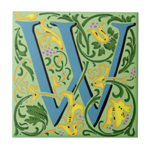 Unik inledande monogram"W" Brev keramiskt plattor Kakelplatta