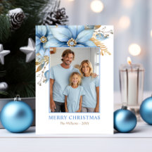 Unik Isig Blue Guld Poinsettia JulFOTO