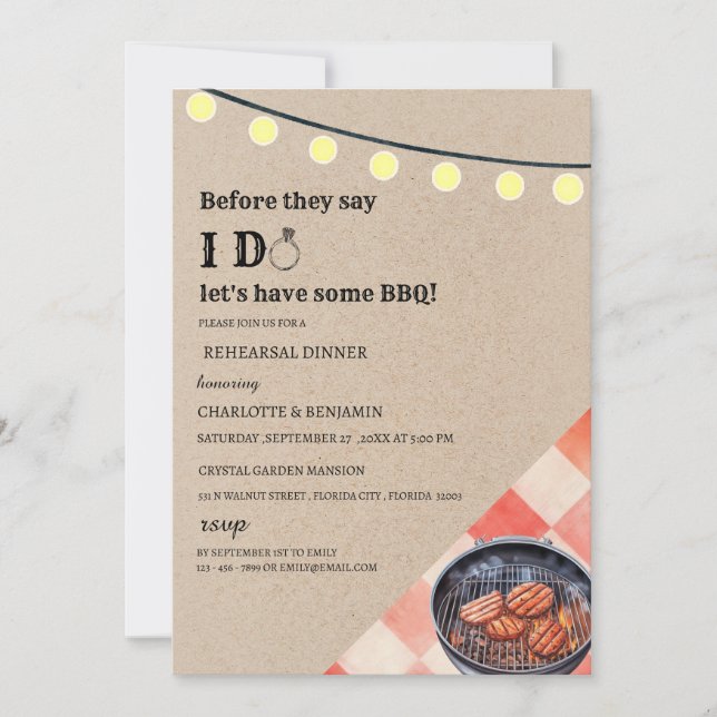Unik  Jag gör BBQ  Övningsmiddag Inbjudningar (Framsida)