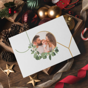 Unik Joy Anpassningsbar 2-familjefoton Modern Wand Julkort