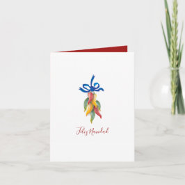 Unik jul för Röd och Grönt - vattenfärg Helgkort