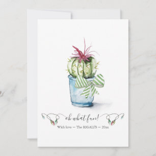 Unik julljul för Red & Grönt Cute Cactus Julkort