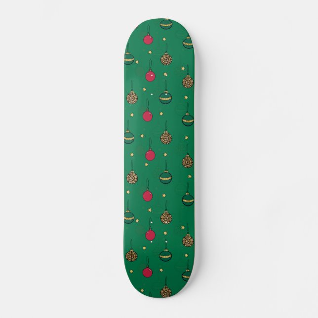 Unik julprydnad Baubles Grönt Mönster Mini Skateboard Bräda 18,5 Cm (Framsida)