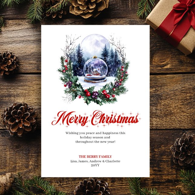 Unik julscen Röd Grön Julkort (Unique Christmas Scene Red Green Greeting Card)