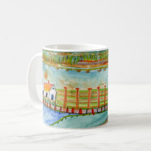 Unik kaffe koppar för vattenfärgsdesign