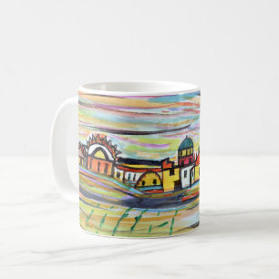 Unik kaffe koppar för vattenfärgsdesign
