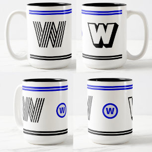 Unik kaffemugg med monogram (modern initial presen