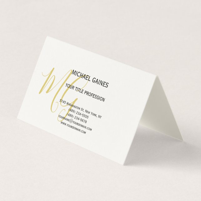 Unik kalligrafi av monogramkream från Guld Färg Visitkort (Framsida)