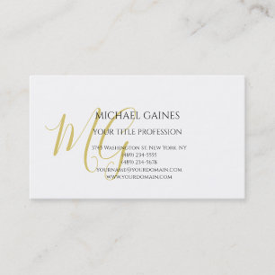 Unik kalligrafi Guld Färg Monogram White Visitkort
