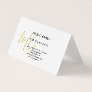 Unik kalligrafi Guld Färg Monogram White Visitkort