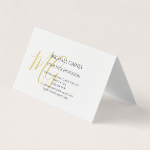 Unik kalligrafi Guld Färg Monogram White Visitkort