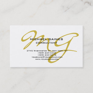 Unik kalligrafi Guld Färg Monogram White Visitkort
