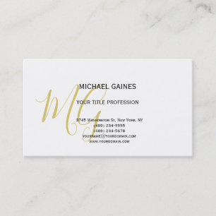Unik kalligrafi Guld Färg Monogram White Visitkort