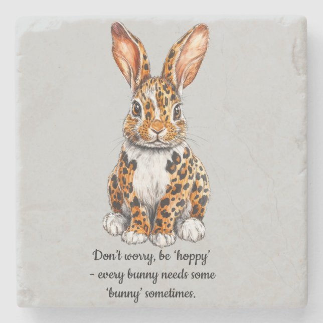 Unik kanin med fläckig leopard stenunderlägg (Framsidan)