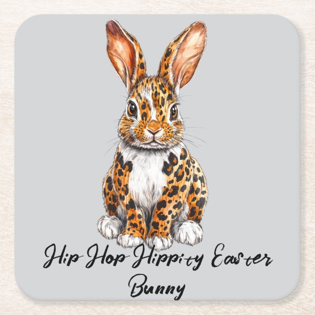 Unik kanin med fläckig leopard underlägg papper kvadrat (Framsidan)