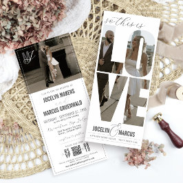 Unik Kärleksfoto Typografi Modern 4x9 Bröllop Inbjudningar
