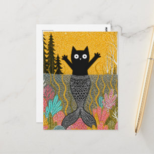 Unik Katt Mermaid Vykort