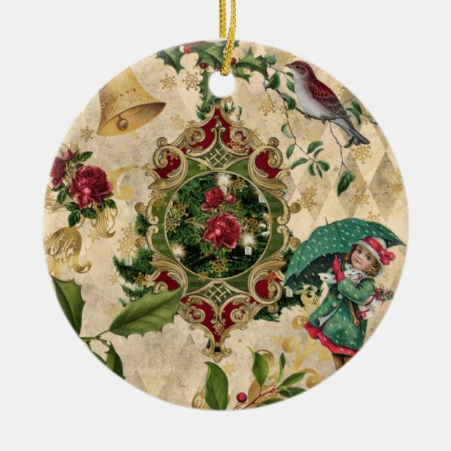 Unik keramiskt prydnadsföremål för årshjul julgransprydnad keramik (Framsidan)