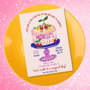 Unik kex, Quirky Birthday Cake Cherry Inbjudningar