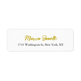 Unik klassisk enkel calligrafi i Guld Färg Namn Returadress Etikett
