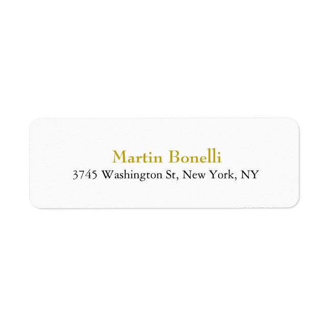 Unik klassisk enkel Guld Färg Namn Returadress Etikett (Framsidan)