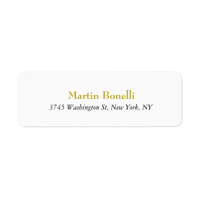 Unik klassisk enkel Guld Färg Namn Returadress Etikett (Framsidan)