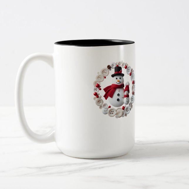 Unik knappdesign med två ton kaffe Mugg (Vänster)