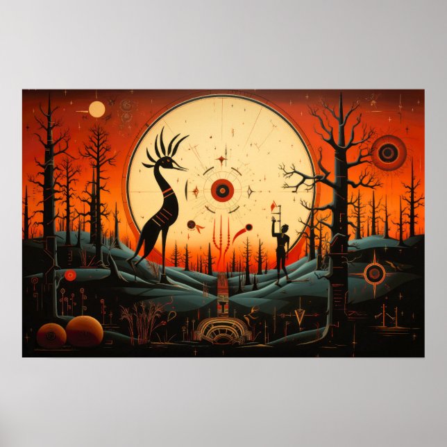 Unik Kokopelli-Abstrakt Poster (Framsidan)