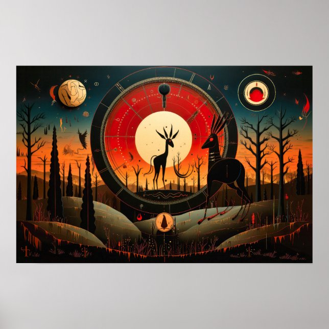 Unik Kokopelli-Abstrakt Poster (Framsidan)