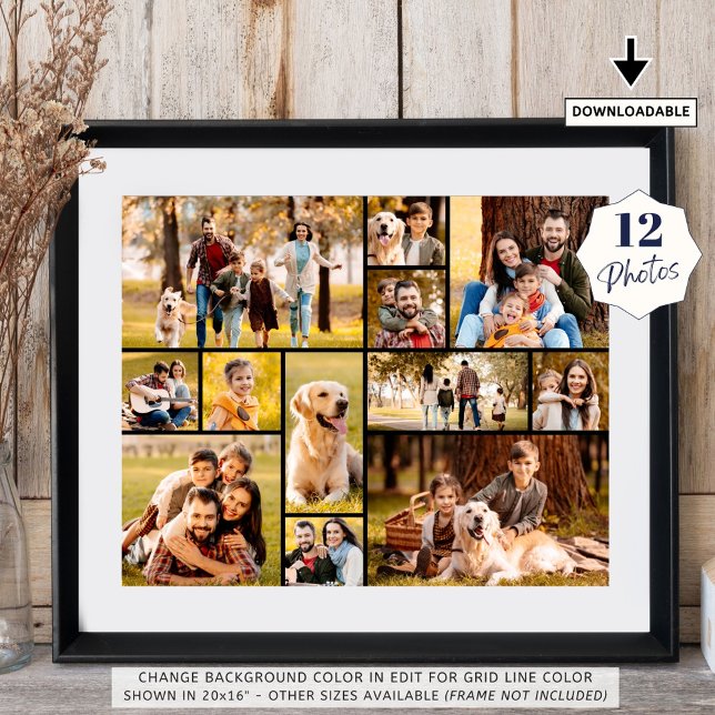 Unik kollage med 12 foton Minimalistisk Enkel Poster (Skapare uppladdad)