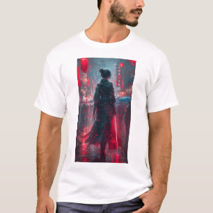 Unik konst av Anime Stil Androgynous Female Samura T Shirt