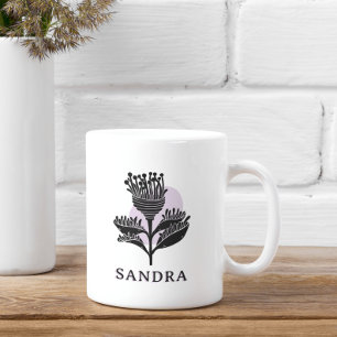 Unik konstnärlig blomster-monokrom personlig kaffemugg