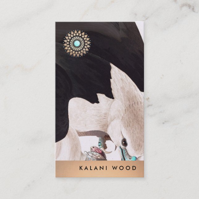 Unik konstnärlig Hawk- och Lotus-detalj Visitkort (Framsida)