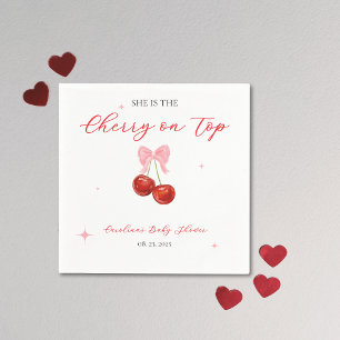 Unik körsbär på toppen Baby shower Pappersservett