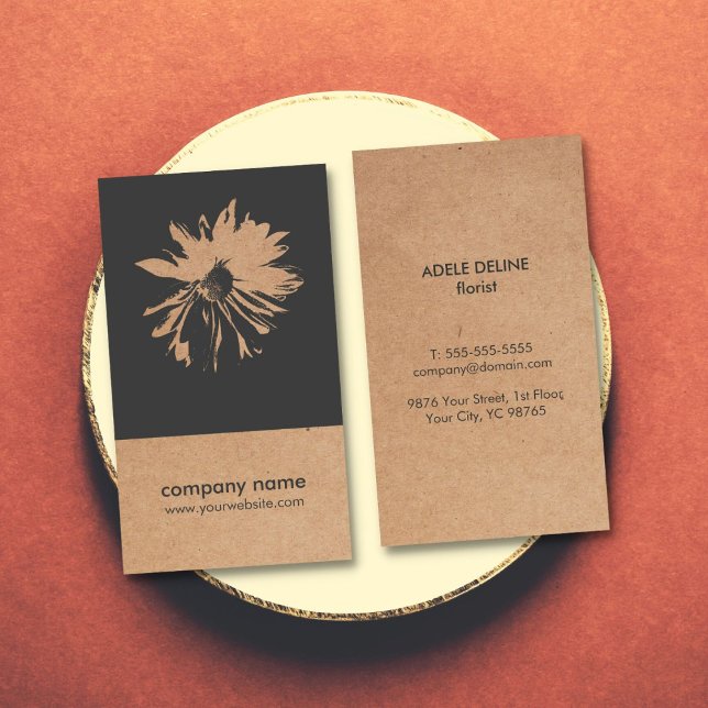 Unik Kraft Papper (tryckt) Blommigt för nedre Möns Visitkort (Skapare uppladdad)