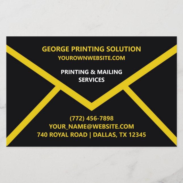 Unik kuvertform flygblad (Framsidan)