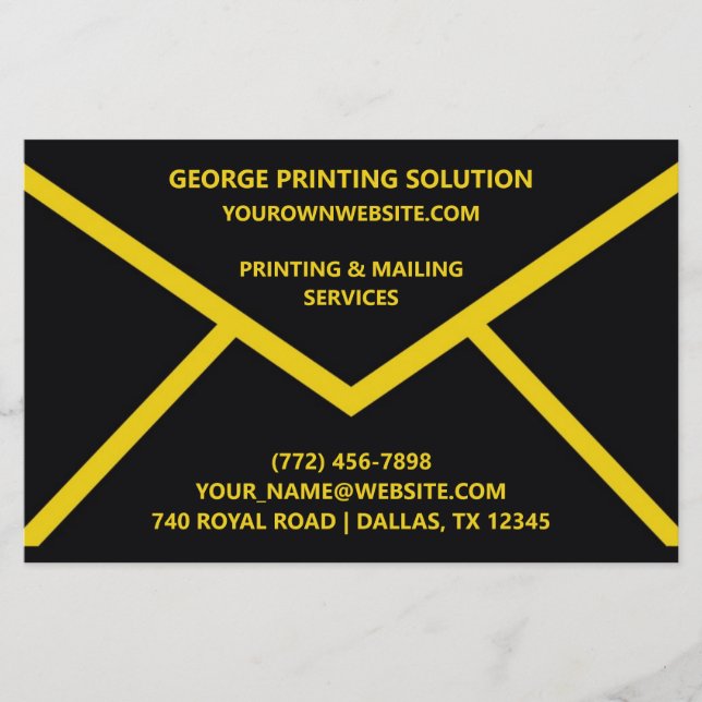 Unik kuvertform flygblad (Framsidan)