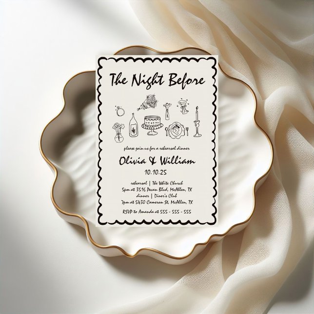 Unik kvarkam Hand plockade Retro Rehearsal Middag Inbjudningar (Skapare uppladdad)