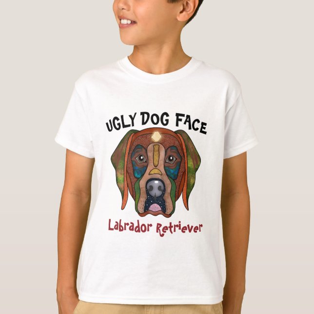Unik Labrador Retriever ful hund ansikte T-Shirt (Framsida)