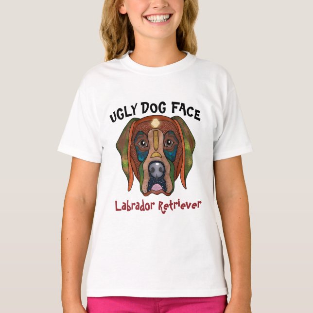 Unik Labrador Retriever ful hund ansikte T-Shirt (Framsida)