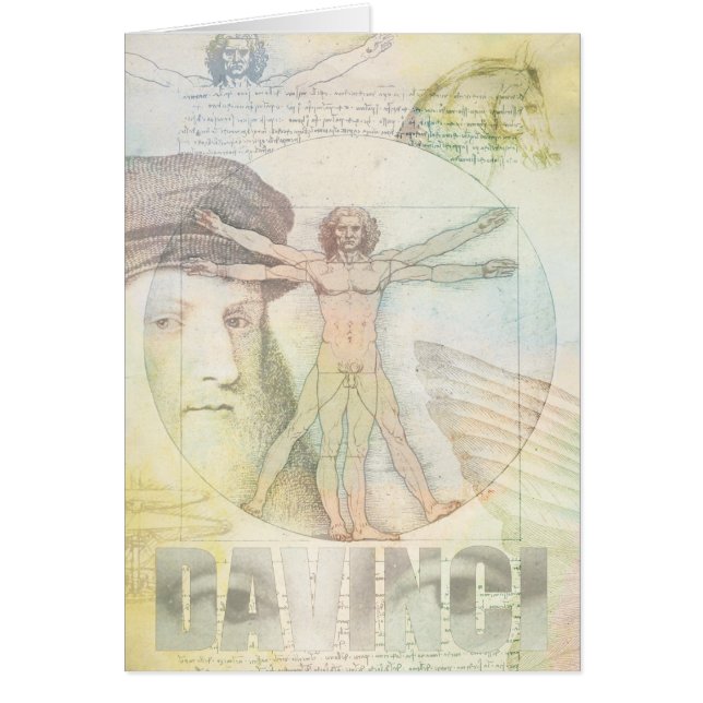 Unik Leonardo Da Vinci Vitruvian manCollage Hälsningskort (Framsidan)