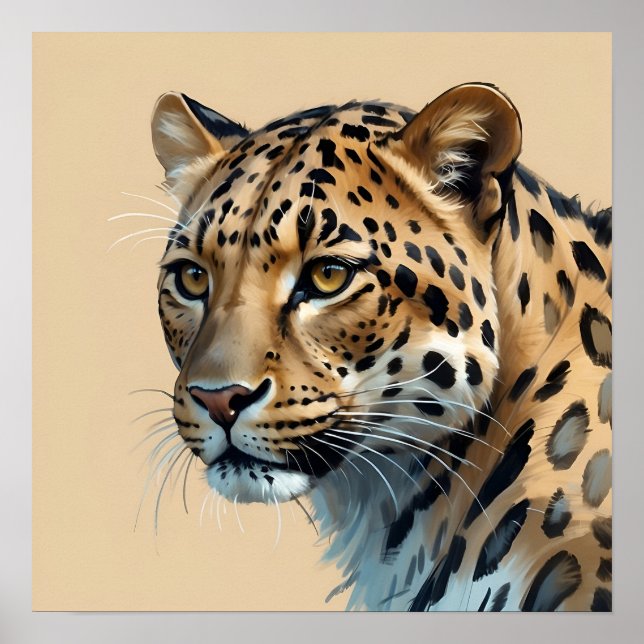 Unik leopard Painting Jungle Animal Art Poster (Framsidan)