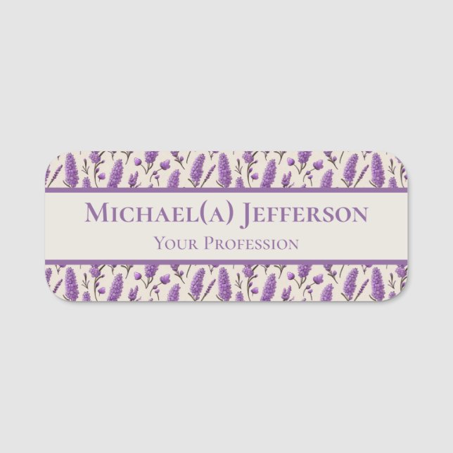 Unik Lila för Lavender-Blommönstrets Professionell Namnbricka (Framsida)