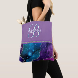 Unik Lila i Teal Agate Silver Tygkasse