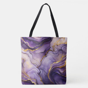 Unik Lila och Guld Marcular Large Shoulder Tote Tygkasse