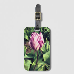 Unik Lila och vit Rand Tulip Bagagebricka